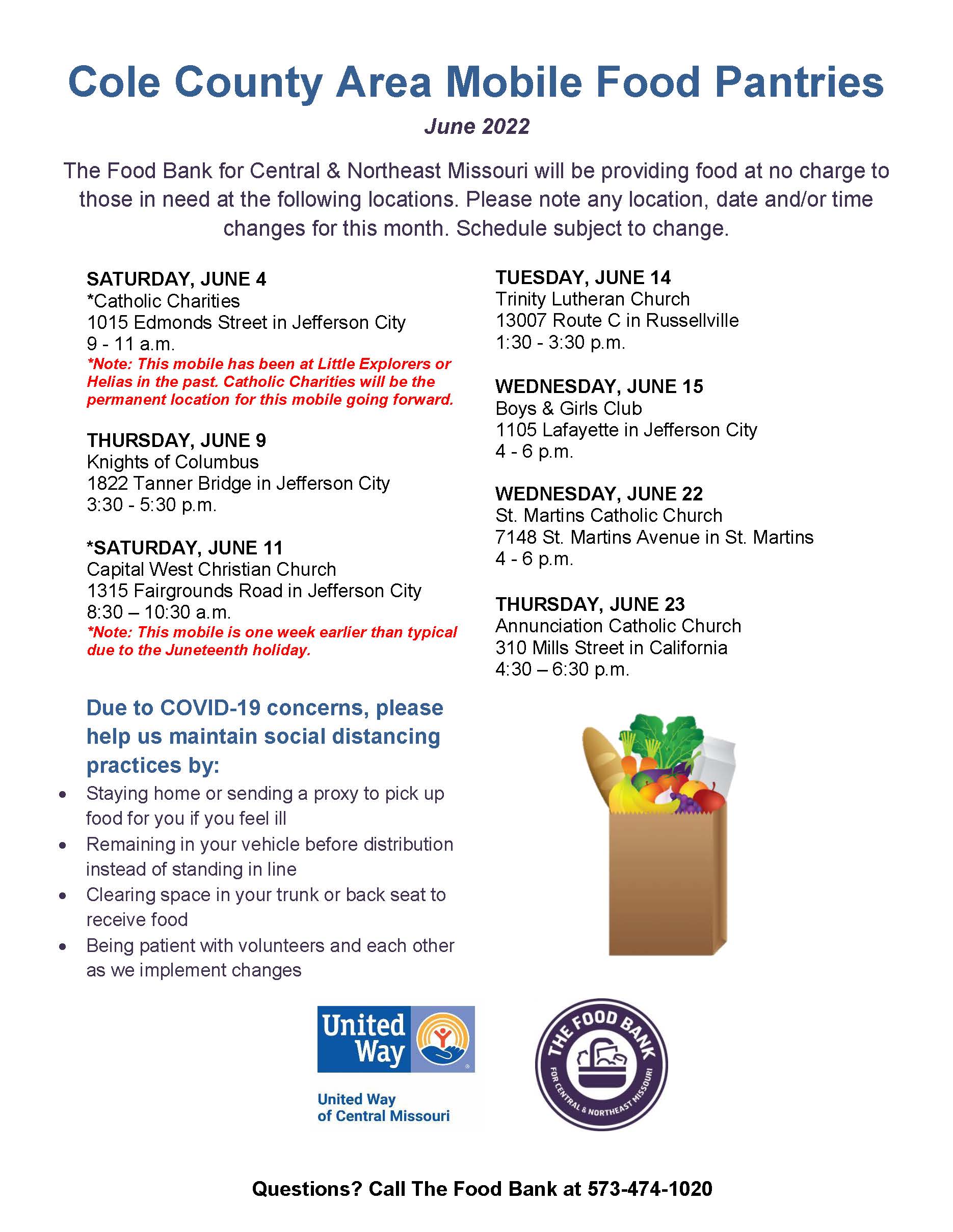 Mobile Food Pantry Trinity Lutheran Church United Way of Central